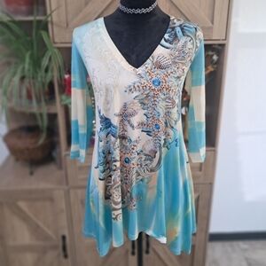 Boho Chic Multicolor Women's Tunic Top